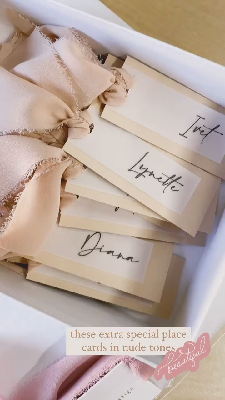Happily Ever After | Place Cards with Vellum & Ribbon