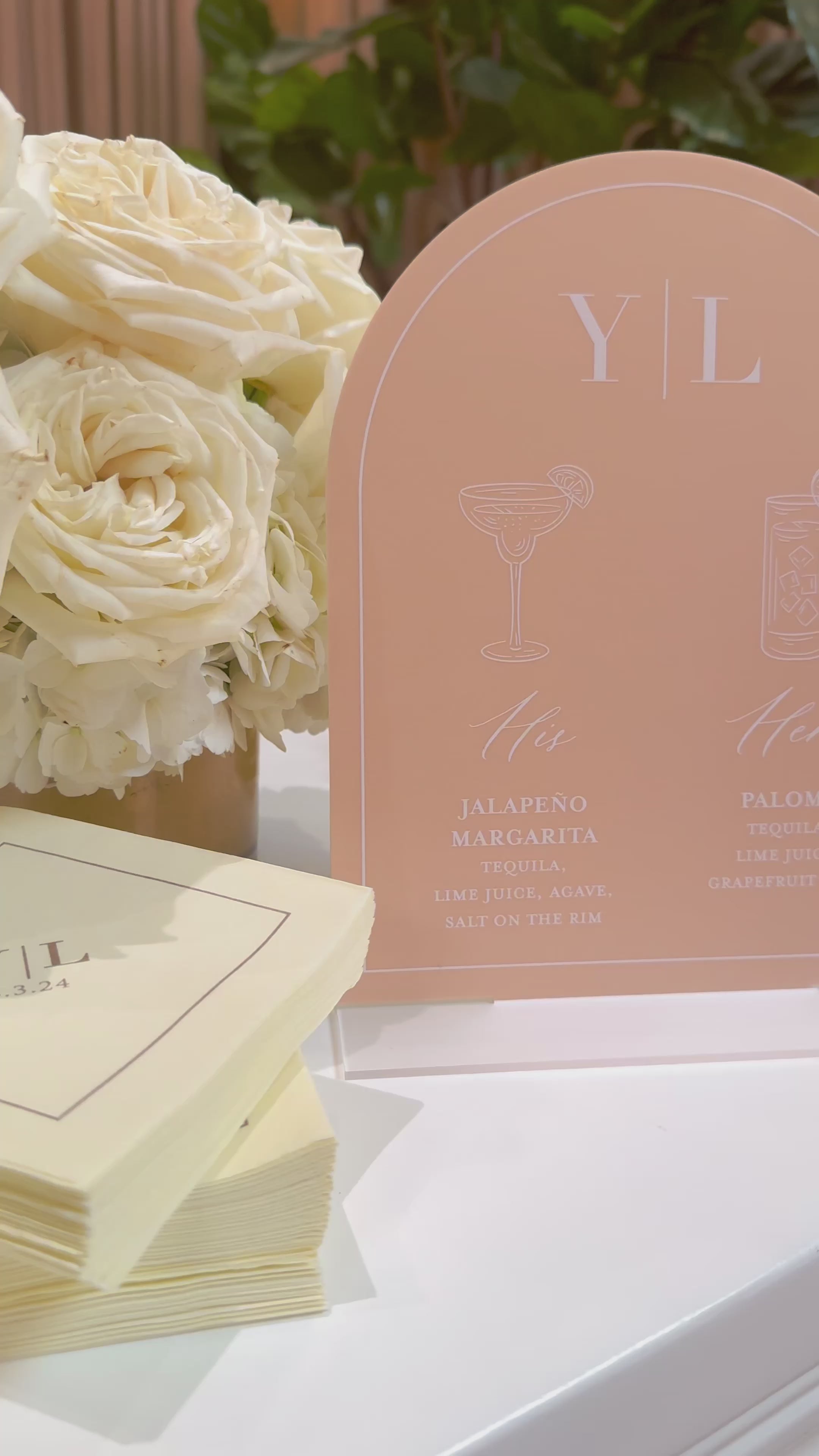 The Paloma – Acrylic Signature Drinks Sign with Cocktail Illustrations